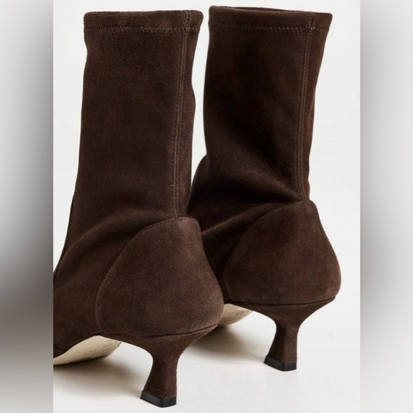 Stuart Weitzman VINNY 50 BROWN STRETCH SUEDE ANKLE BOOT KITTEN HEEL SHOE 8 $650 - Picture 10 of 13